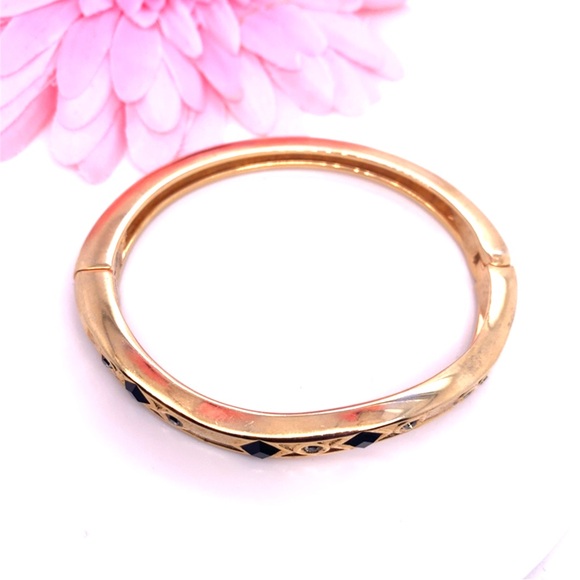 Gold Bangle with Black Accents - Picture 3 of 7